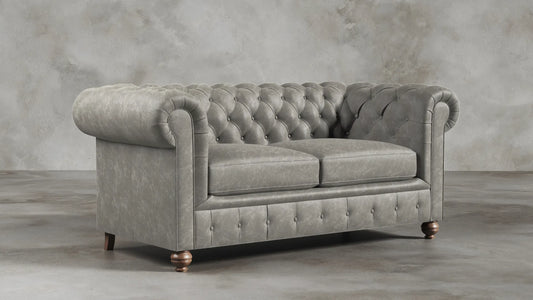 Charlotte Ashen Grey Chesterfield Genuine Italian Leather Sofa