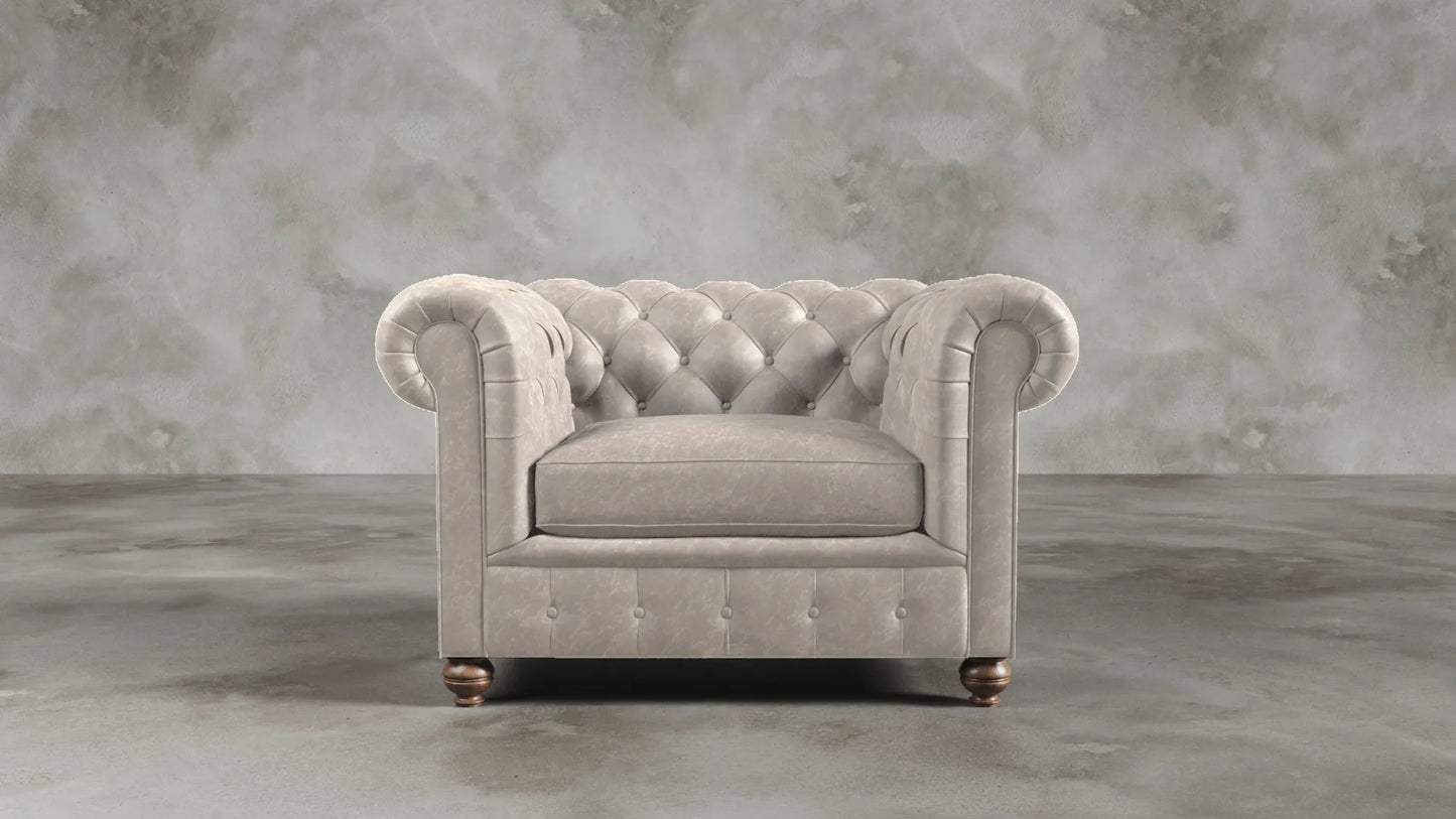 Charlotte Essence Cream Chesterfield Genuine Italian Leather Sofa