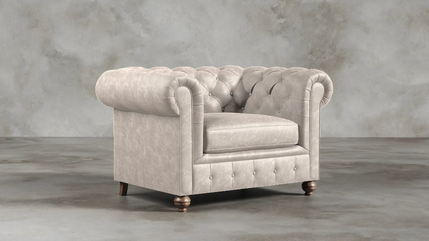 Charlotte Essence Cream Chesterfield Genuine Italian Leather Sofa