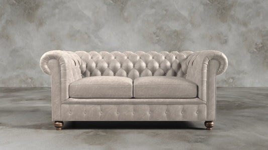 Charlotte Essence Cream Chesterfield Genuine Italian Leather Sofa