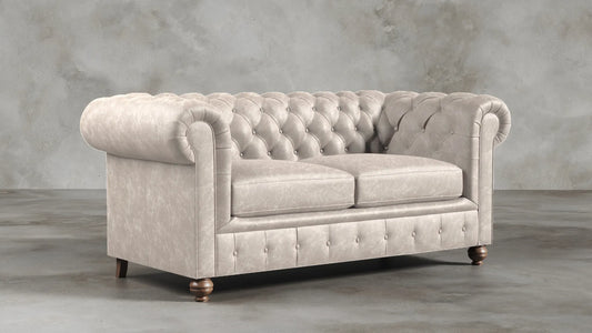 Charlotte Essence Cream Chesterfield Genuine Italian Leather Sofa