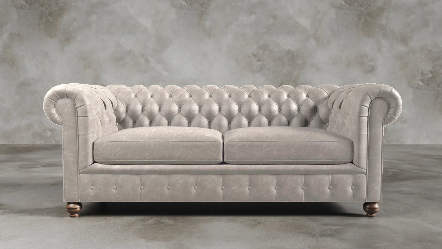 Charlotte Essence Cream Chesterfield Genuine Italian Leather Sofa