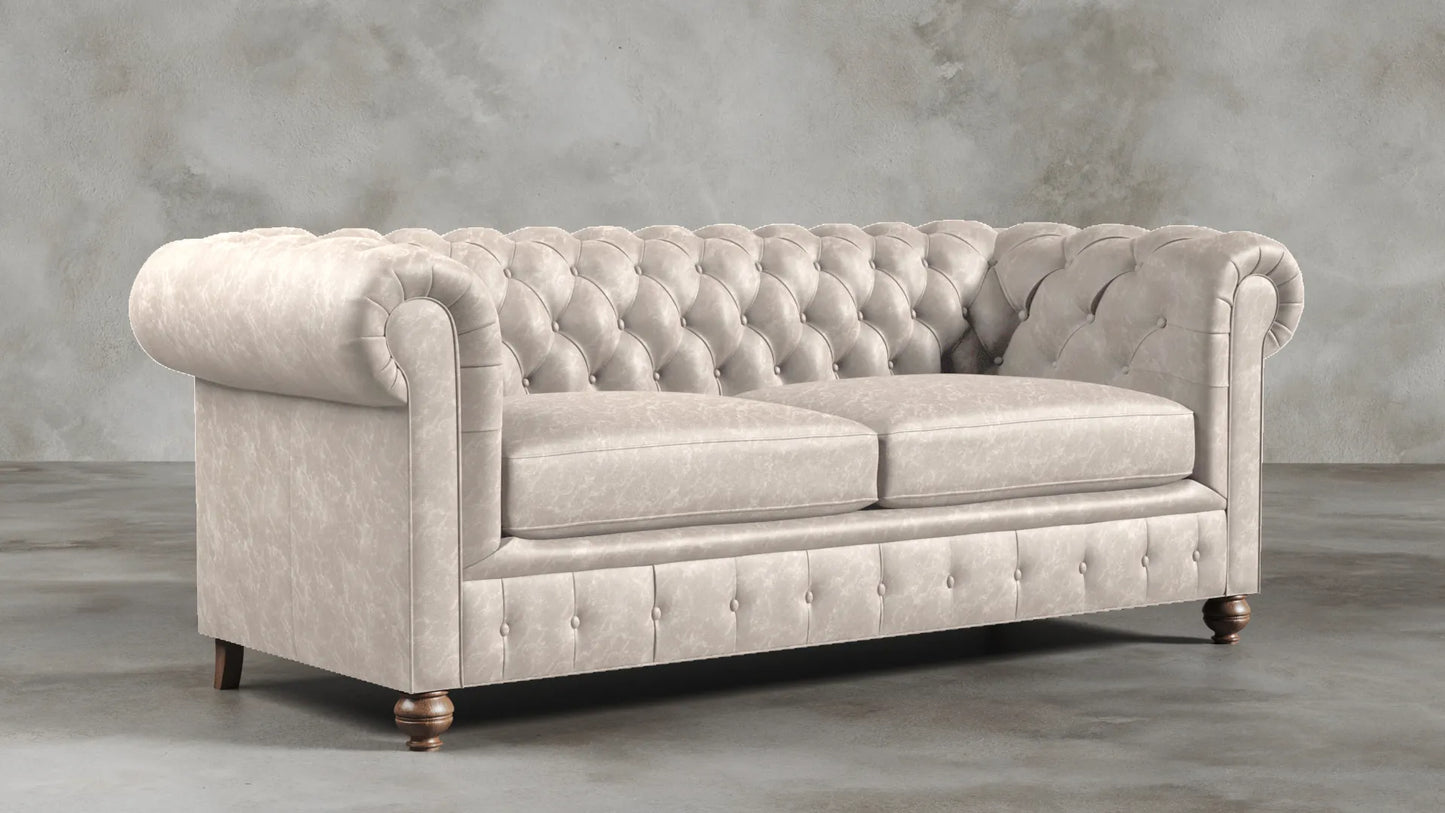 Charlotte Essence Cream Chesterfield Genuine Italian Leather Sofa