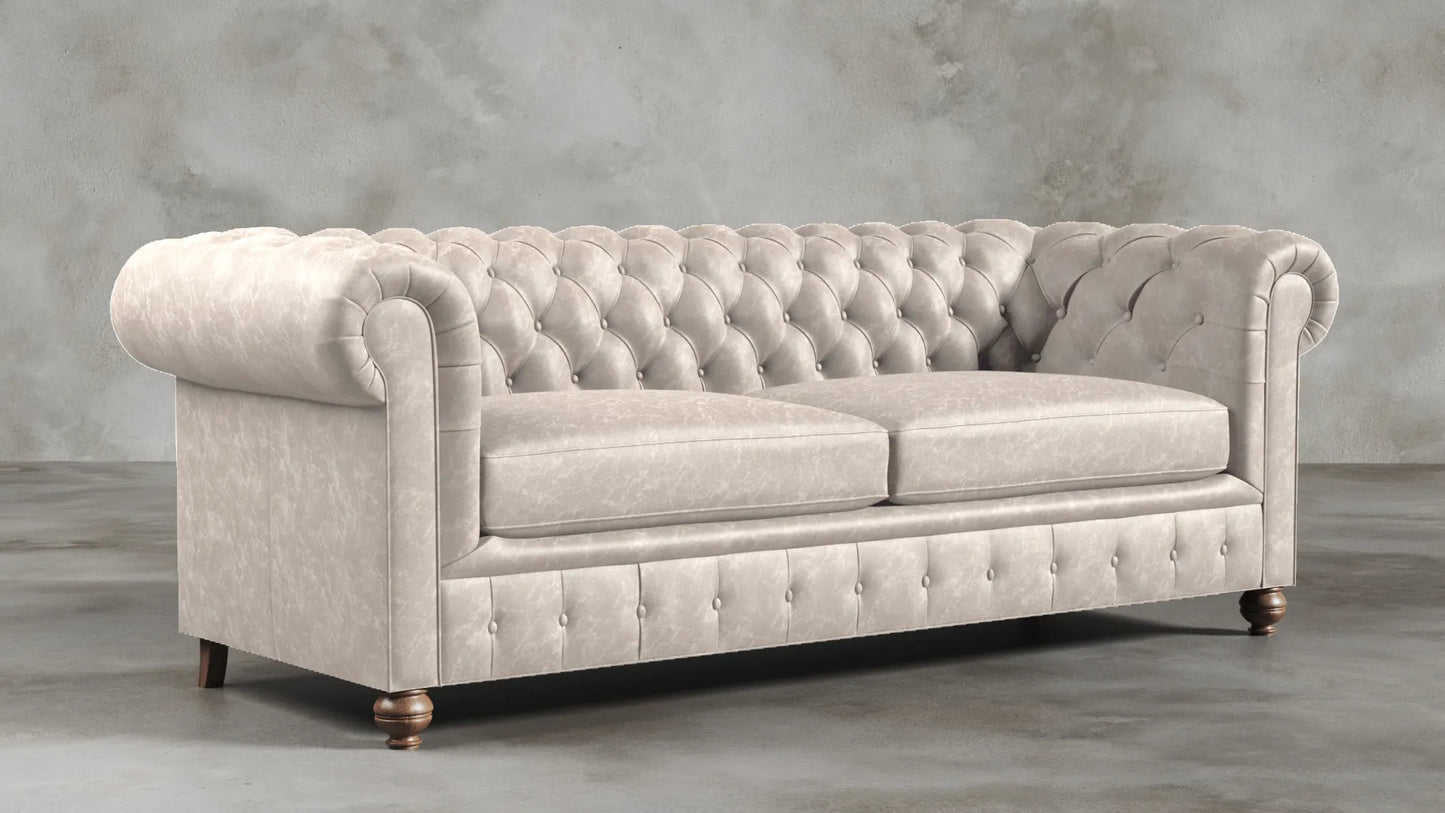 Charlotte Essence Cream Chesterfield Genuine Italian Leather Sofa