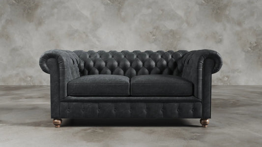 Charlotte Leaden Slate Chesterfield Genuine Italian Leather Sofa