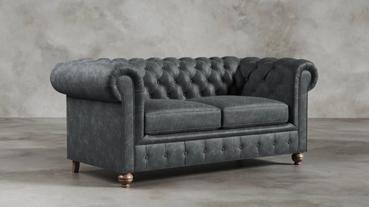 Charlotte Leaden Slate Chesterfield Genuine Italian Leather Sofa