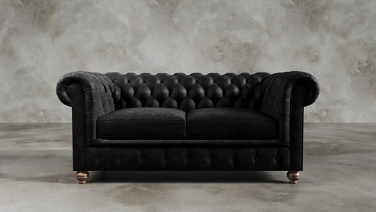 Charlotte Onyx Black Chesterfield Genuine Italian Leather Sofa