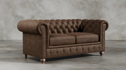 Charlotte Tobacco Chesterfield Genuine Italian Leather Sofa