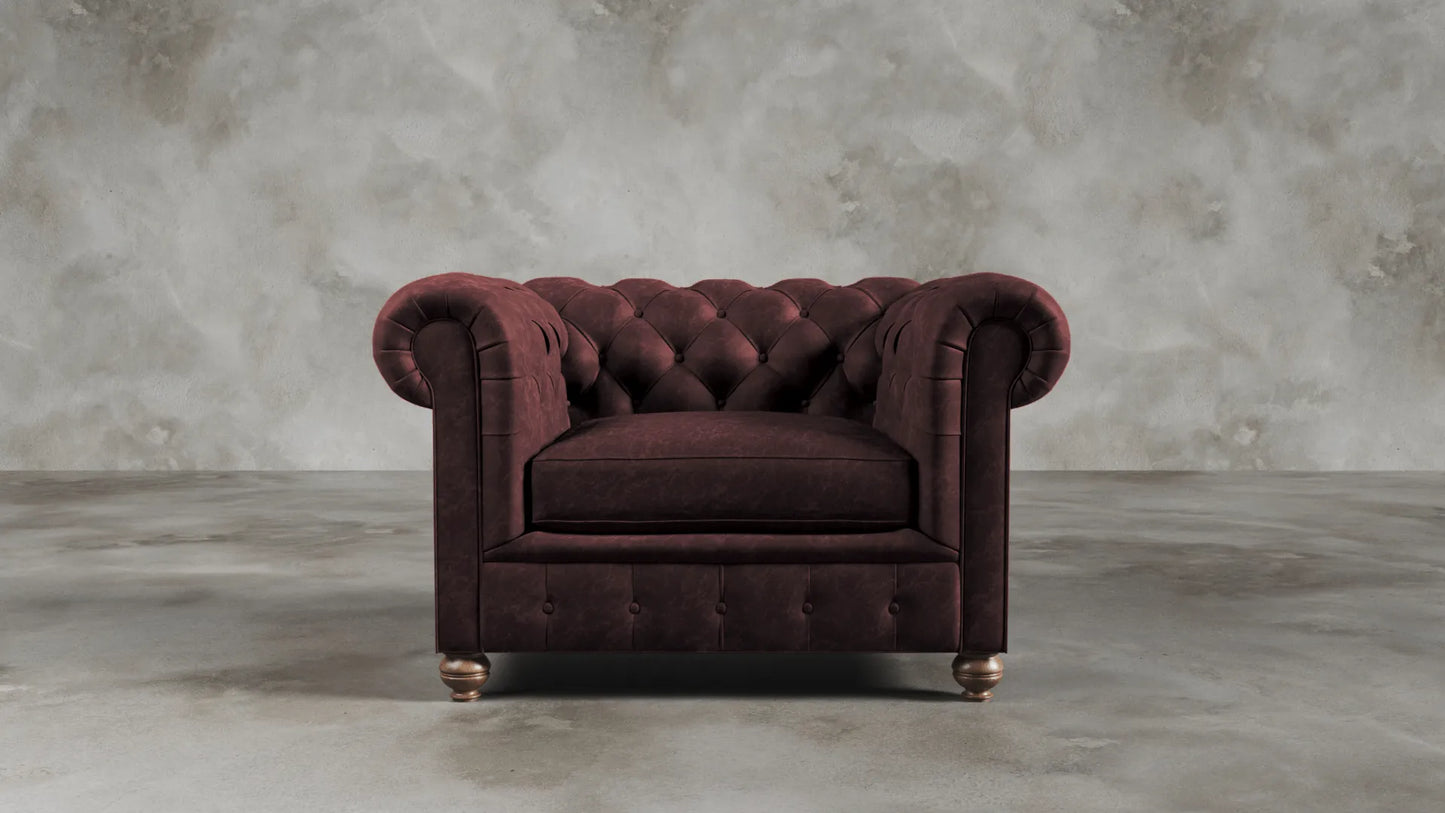 Charlotte Roseate Red Chesterfield Genuine Italian Leather Sofa