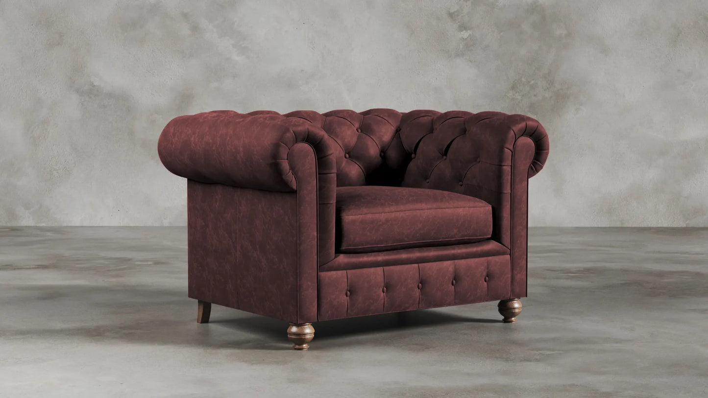 Charlotte Roseate Red Chesterfield Genuine Italian Leather Sofa