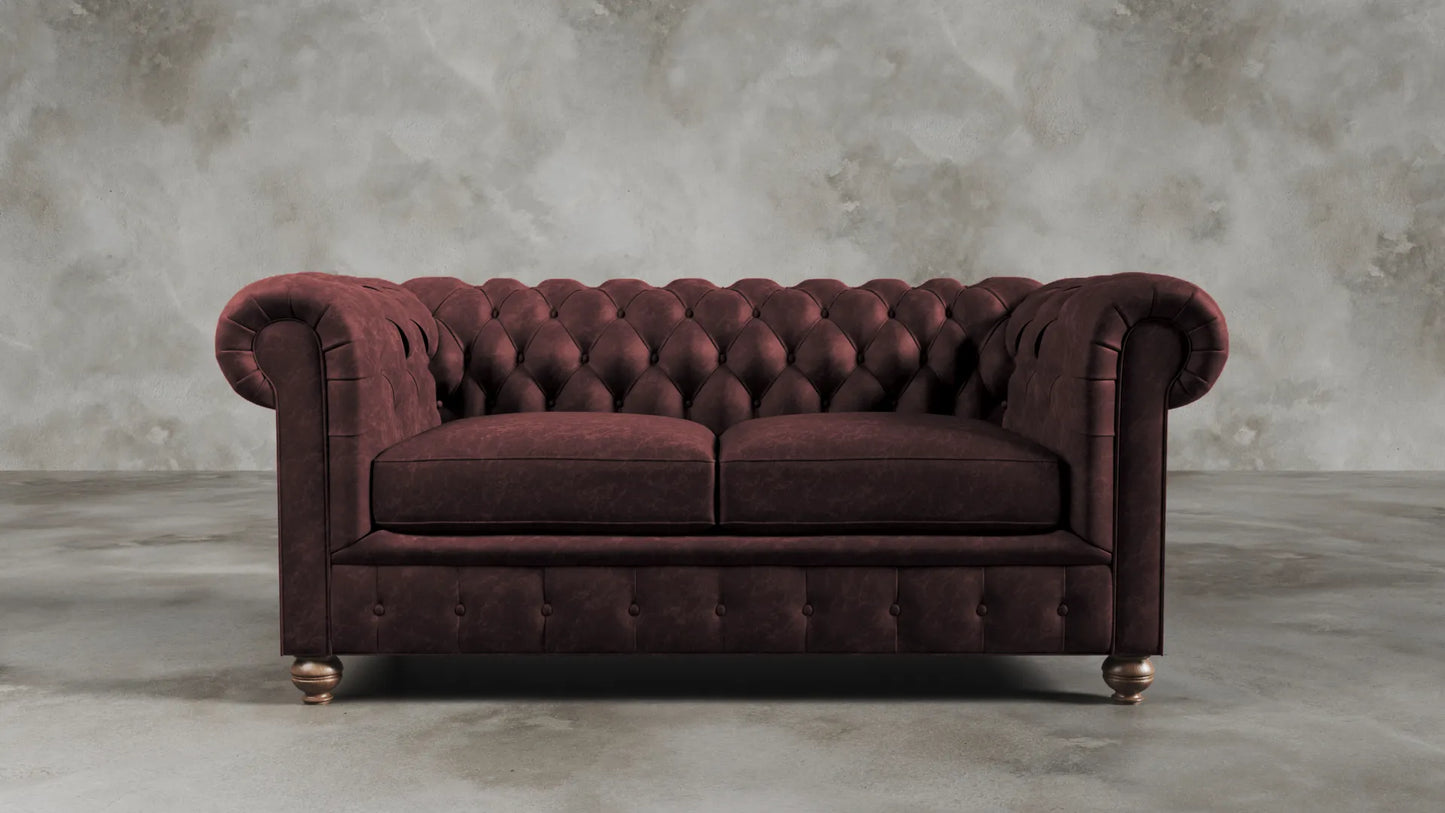 Charlotte Roseate Red Chesterfield Genuine Italian Leather Sofa