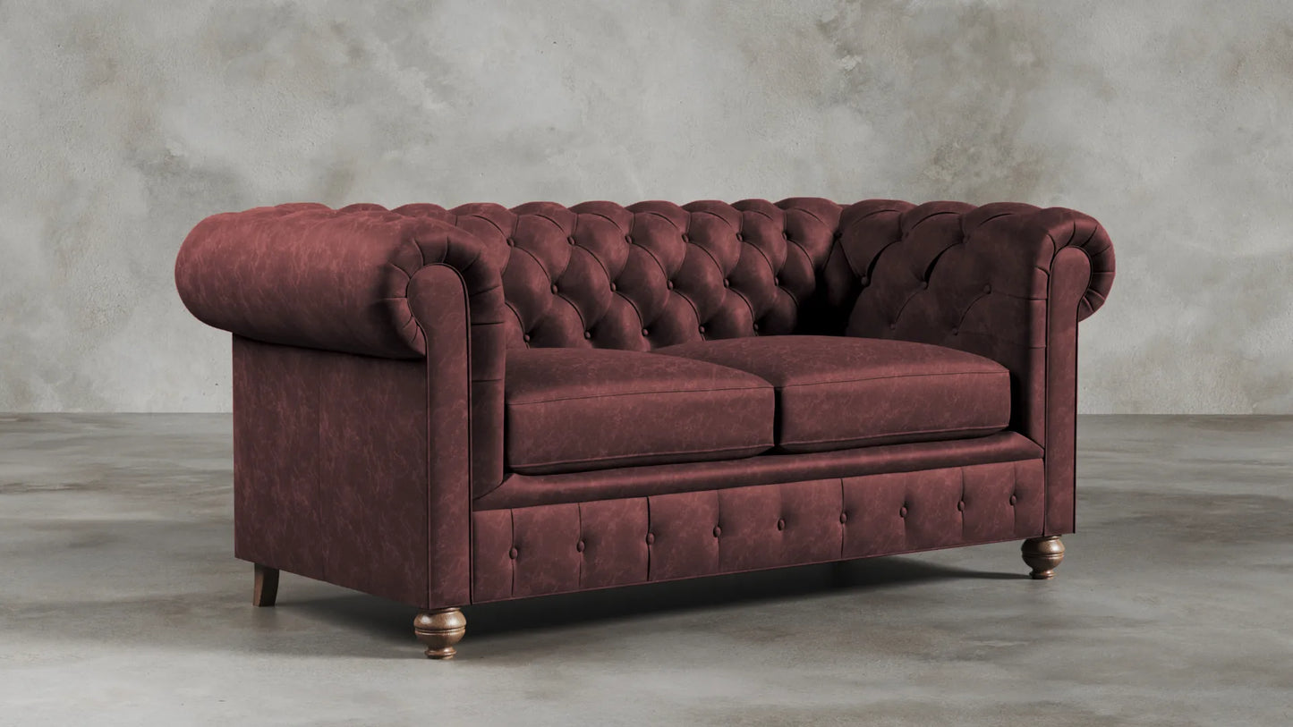 Charlotte Roseate Red Chesterfield Genuine Italian Leather Sofa
