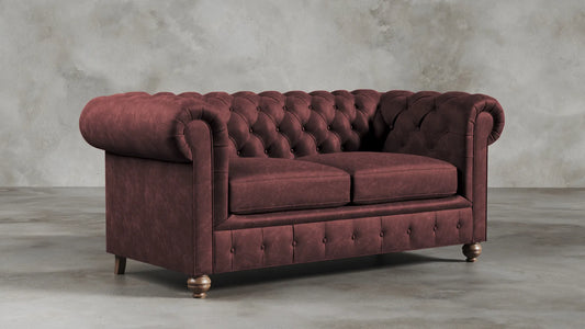 Charlotte Roseate Red Chesterfield Genuine Italian Leather Sofa