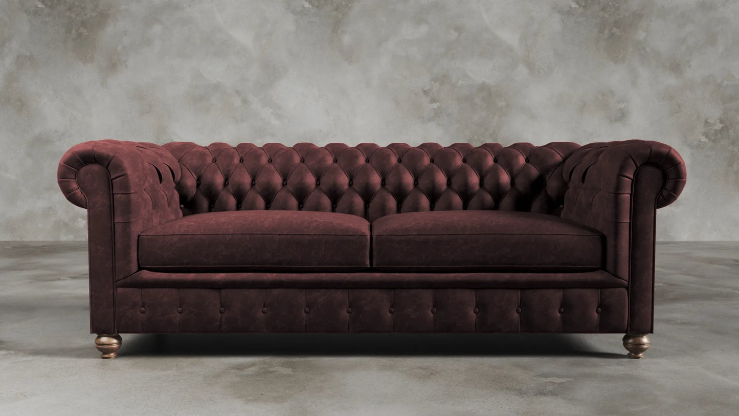 Charlotte Roseate Red Chesterfield Genuine Italian Leather Sofa