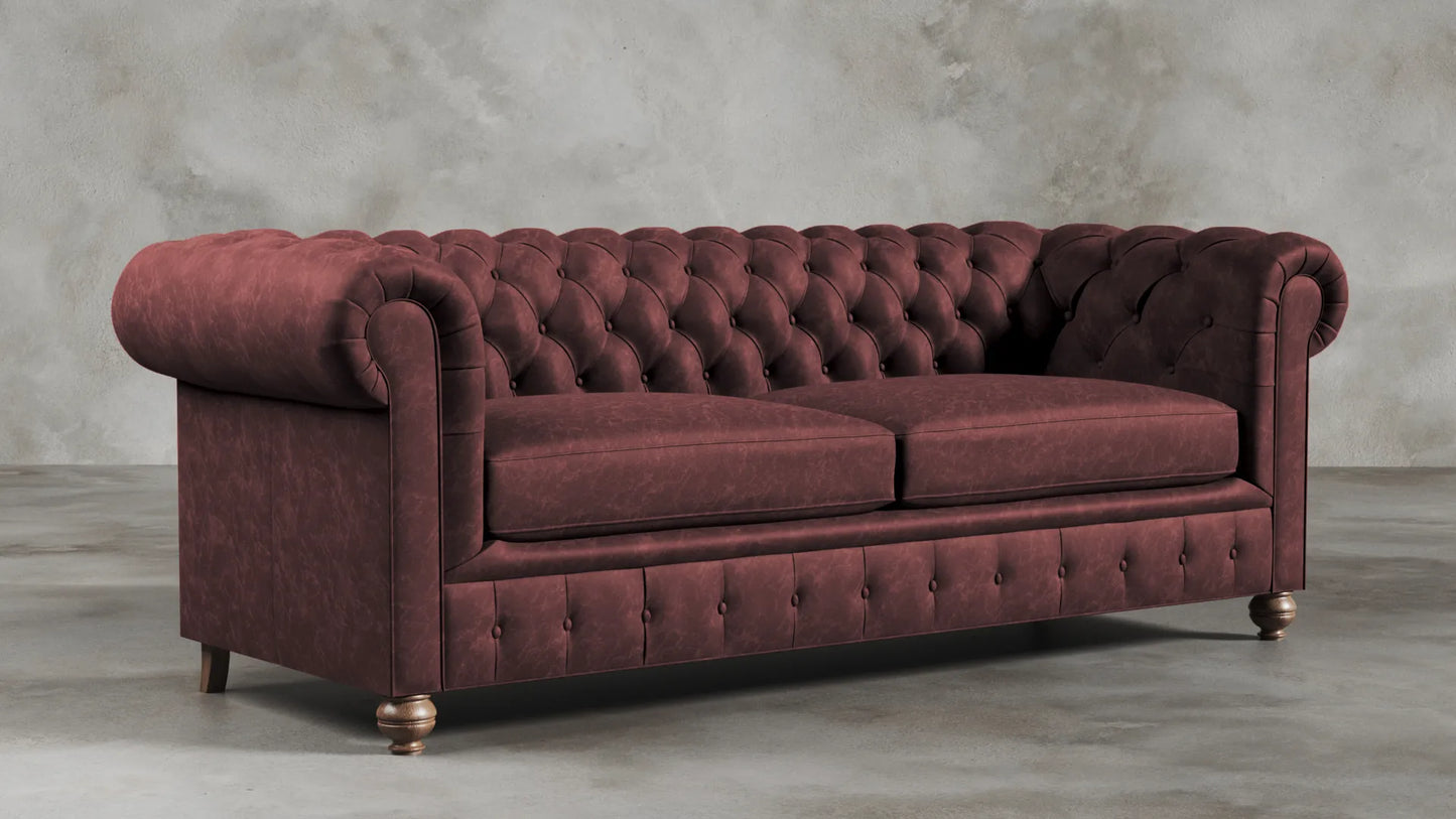 Charlotte Roseate Red Chesterfield Genuine Italian Leather Sofa
