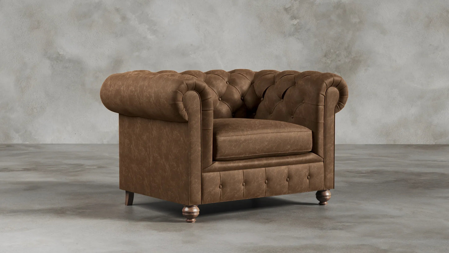 Charlotte Sorrel Brown Chesterfield Genuine Italian Leather Sofa