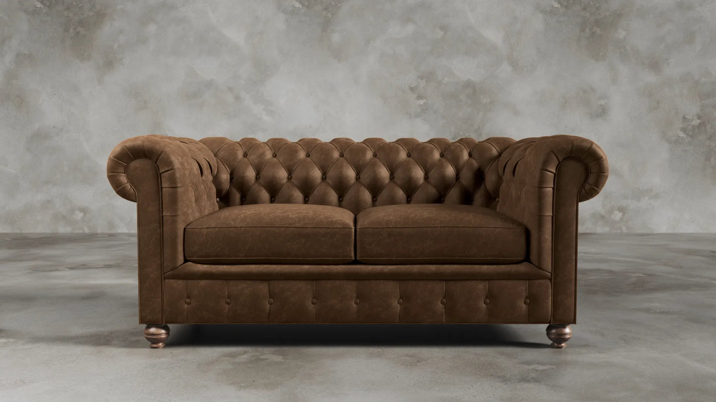 Charlotte Sorrel Brown Chesterfield Genuine Italian Leather Sofa