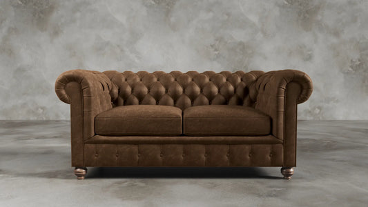 Charlotte Sorrel Brown Chesterfield Genuine Italian Leather Sofa