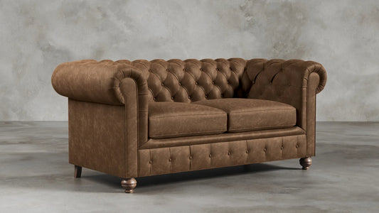 Charlotte Sorrel Brown Chesterfield Genuine Italian Leather Sofa