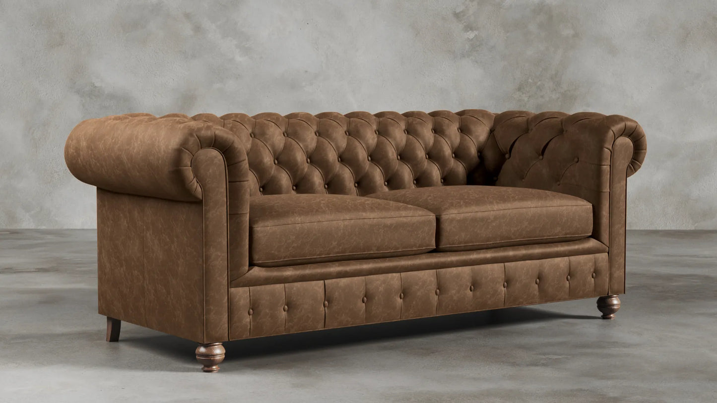 Charlotte Sorrel Brown Chesterfield Genuine Italian Leather Sofa