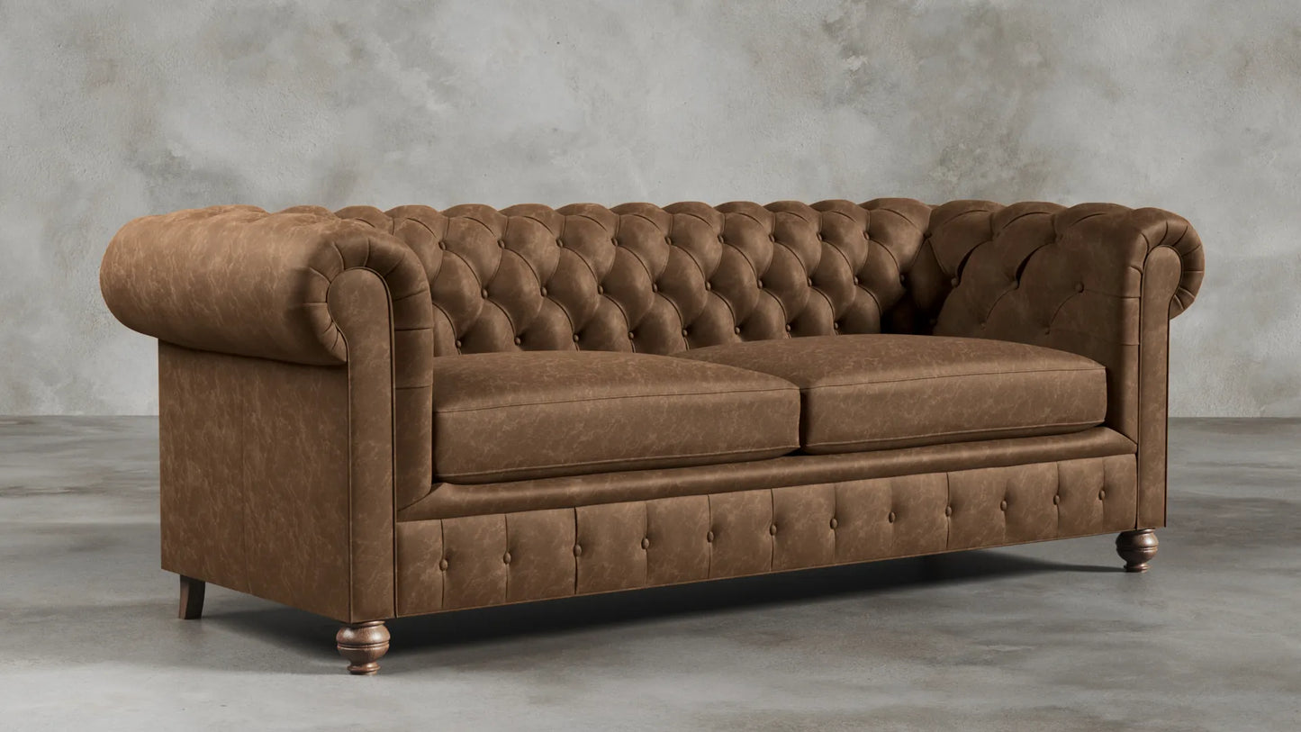 Charlotte Sorrel Brown Chesterfield Genuine Italian Leather Sofa