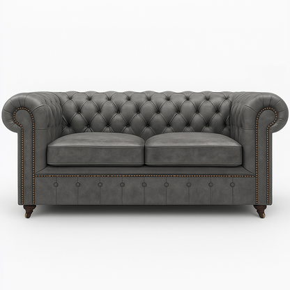 Mayfair Regent British Made Chesterfield in Thames Fog Ash Grey – Cracked Wax Leather