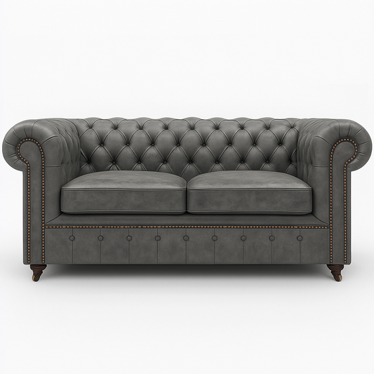 Mayfair Regent Sofa in Thames Fog Ash Grey – Cracked Wax Leather