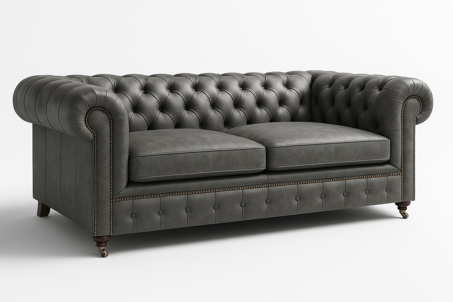 Mayfair Regent British Made Chesterfield in Thames Fog Ash Grey – Cracked Wax Leather