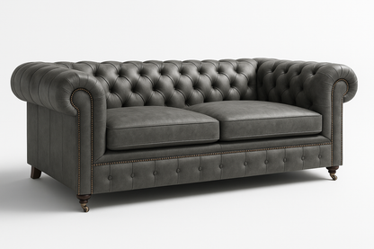 Mayfair Regent British Made Chesterfield in Thames Fog Ash Grey – Cracked Wax Leather