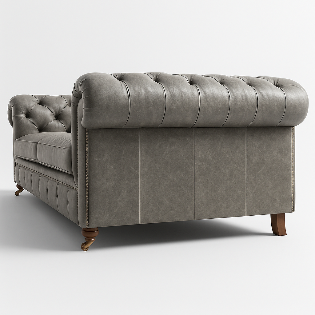 Mayfair Regent British Made Chesterfield in Thames Fog Ash Grey – Cracked Wax Leather