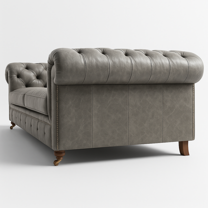 Mayfair Regent British Made Chesterfield in Thames Fog Ash Grey – Cracked Wax Leather
