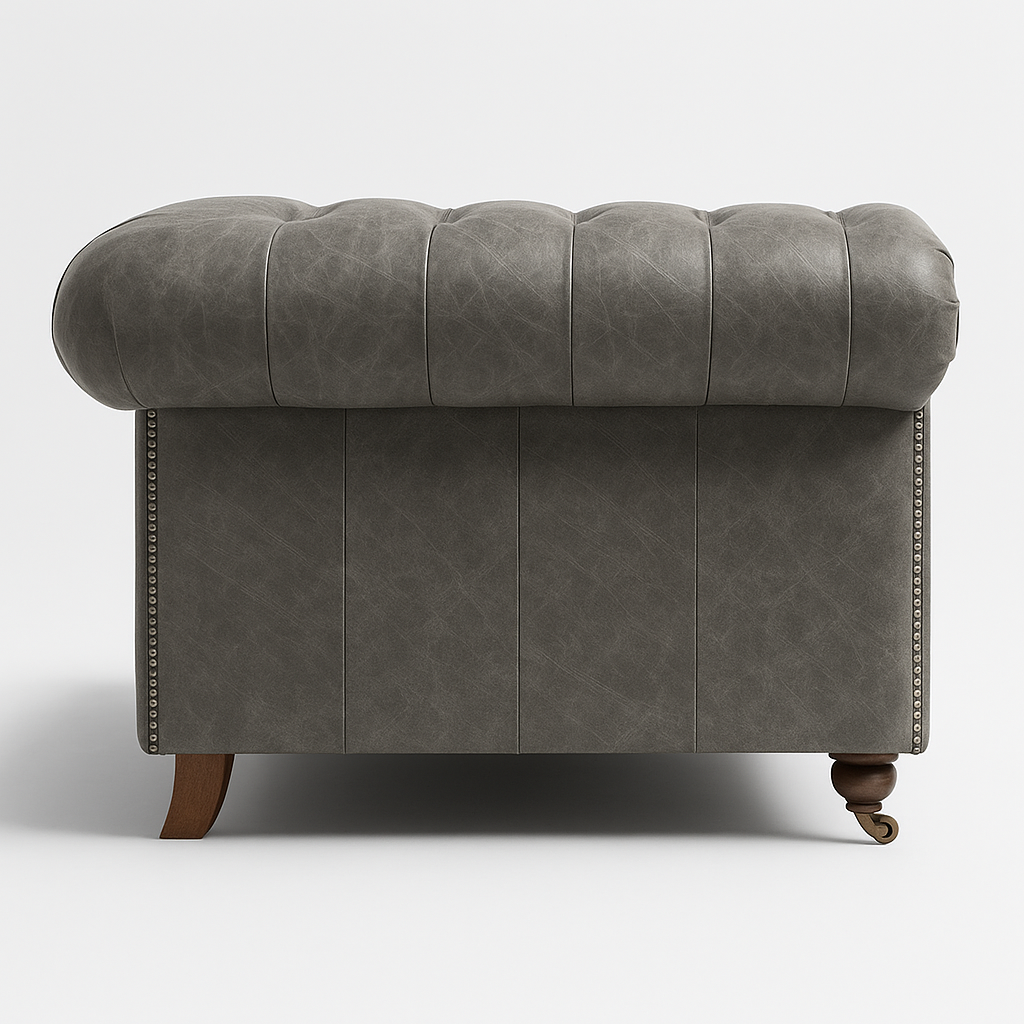Mayfair Regent British Made Chesterfield in Thames Fog Ash Grey – Cracked Wax Leather