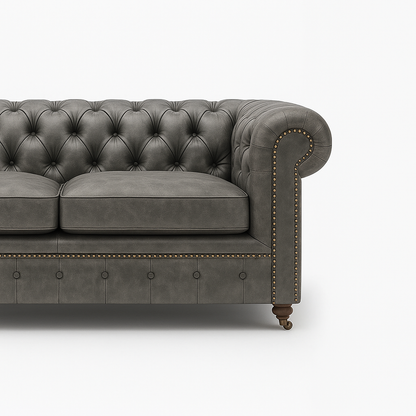 Mayfair Regent British Made Chesterfield in Thames Fog Ash Grey – Cracked Wax Leather