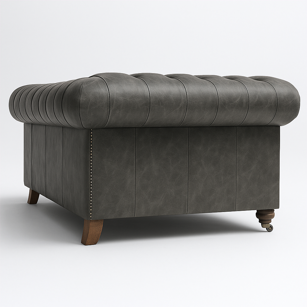 Mayfair Regent British Made Chesterfield in Thames Fog Ash Grey – Cracked Wax Leather