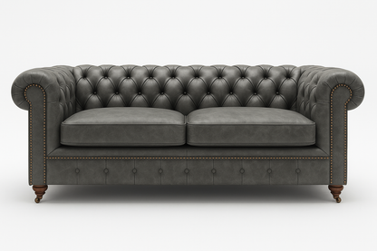 Mayfair Regent British Made Chesterfield in Thames Fog Ash Grey – Cracked Wax Leather