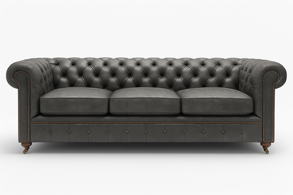Mayfair Regent British Made Chesterfield in Thames Fog Ash Grey – Cracked Wax Leather