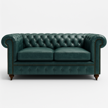 Mayfair Regent British Made Chesterfield in Highland Grove Juniper Green – Cracked Wax Leather