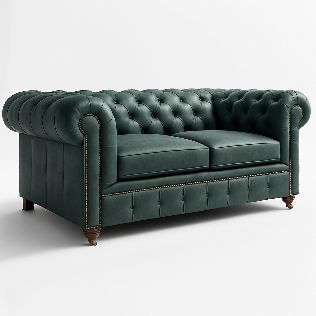 Mayfair Regent British Made Chesterfield in Highland Grove Juniper Green – Cracked Wax Leather
