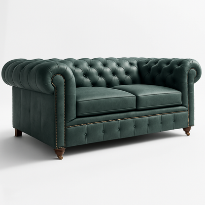 Mayfair Regent British Made Chesterfield in Highland Grove Juniper Green – Cracked Wax Leather