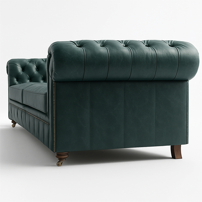 Mayfair Regent British Made Chesterfield in Highland Grove Juniper Green – Cracked Wax Leather