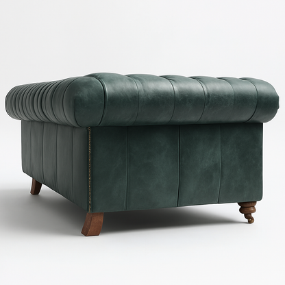 Mayfair Regent British Made Chesterfield in Highland Grove Juniper Green – Cracked Wax Leather