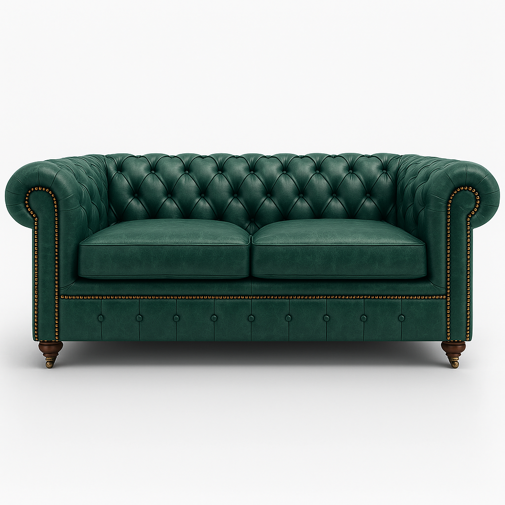 Mayfair Regent British Made Chesterfield in Highland Grove Juniper Green – Cracked Wax Leather