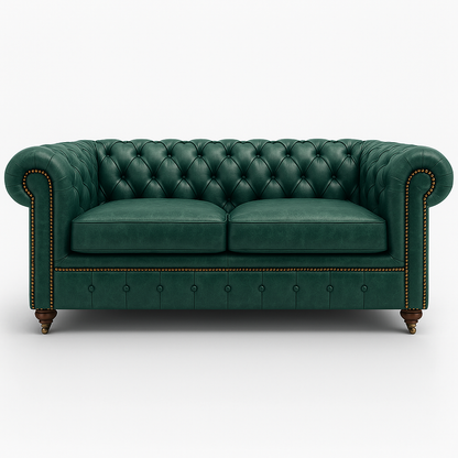 Mayfair Regent British Made Chesterfield in Highland Grove Juniper Green – Cracked Wax Leather