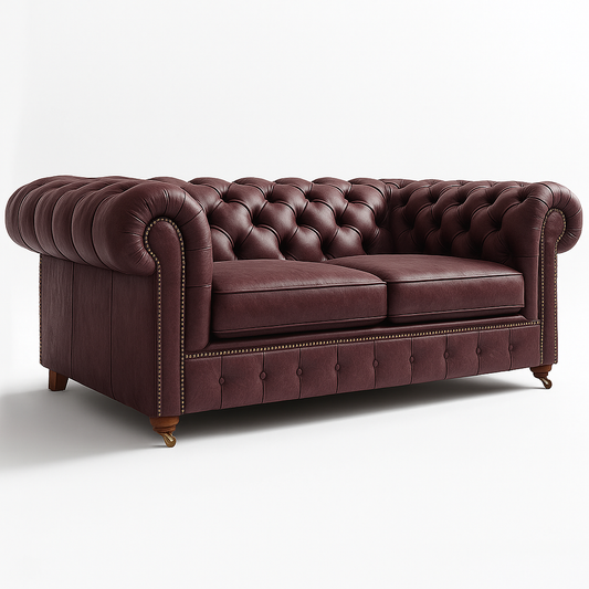 Mayfair Regent Sofa in Balmoral Mulberry – Cracked Wax Leather