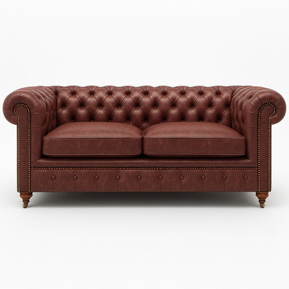 Mayfair Regent British Made Chesterfield in Balmoral Mulberry – Cracked Wax Leather