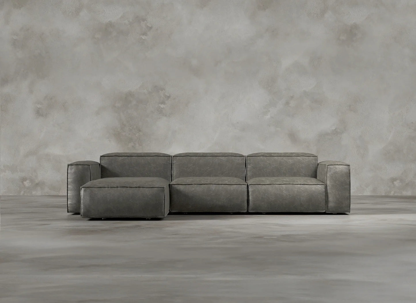 Modular Sofa I Genuine Italian Leather I Ashen I Grey