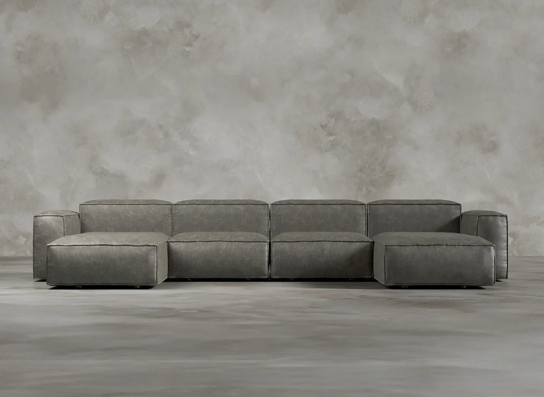 Modular Sofa I Genuine Italian Leather I Ashen I Grey