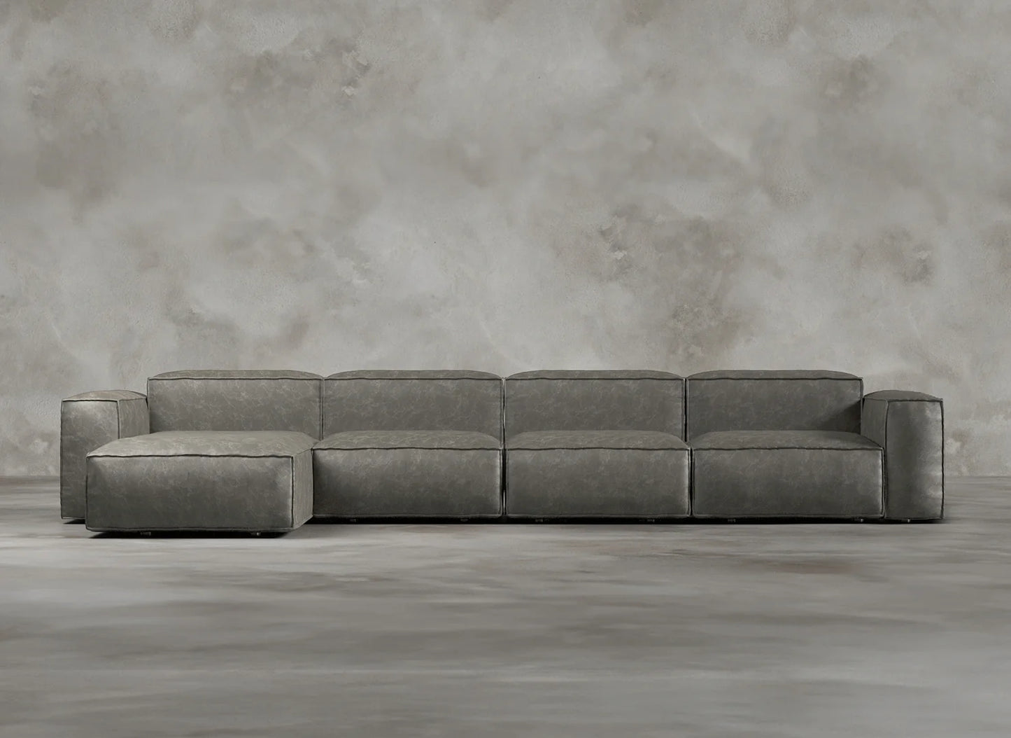 Modular Sofa I Genuine Italian Leather I Ashen I Grey