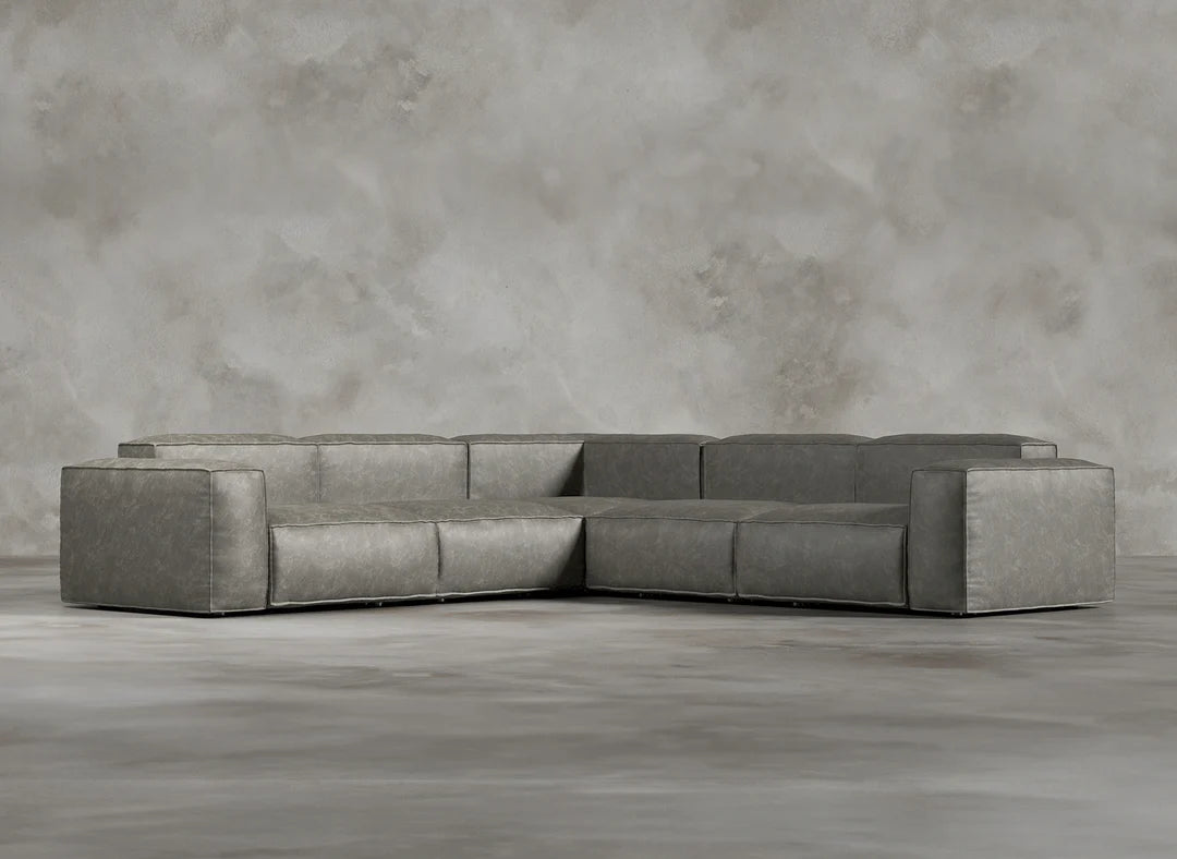Modular Sofa I Genuine Italian Leather I Ashen I Grey