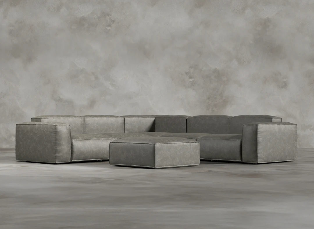 Modular Sofa I Genuine Italian Leather I Ashen I Grey